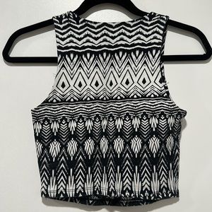 Lily White Black and White Crop Tank Top